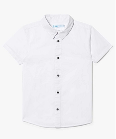 chemise garcon unie en popeline de coton a manches courtes blanc2323401_2