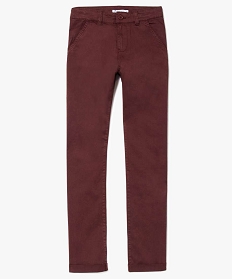 pantalon garcon chino slim stretch a revers rouge pantalons2370201_1