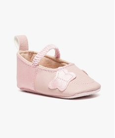 chaussures de naissance avec motif papillon et bride elastiquee rose2538701_2