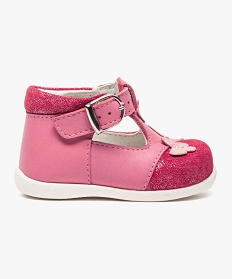 chaussures premiers pas en cuir a details brillants rose chaussures de parc2540001_1