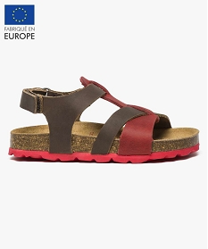 sandales bicolores avec semelle en liege contrastante brun2553701_1