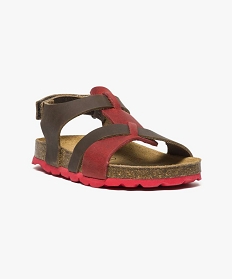 sandales bicolores avec semelle en liege contrastante brun sandales et nu-pieds2553701_2