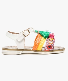 sandales avec brides multicolores et pompons blanc2559301_1