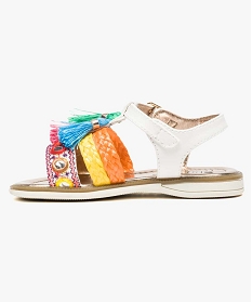 sandales avec brides multicolores et pompons blanc2559301_3