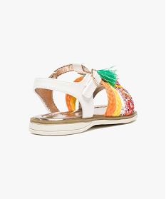 sandales avec brides multicolores et pompons blanc2559301_4