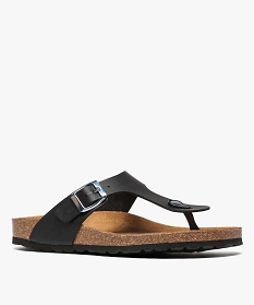 mules femme a talon plat avec large bride en t unie noir standard sandales plates et nu-pieds2594301_2
