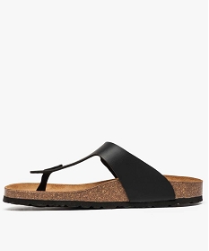 mules femme a talon plat avec large bride en t unie noir standard sandales plates et nu-pieds2594301_3