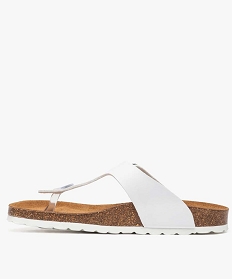 mules femme a talon plat avec large bride en t unie blanc standard sandales plates et nu-pieds2594801_3