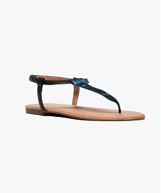nu-pieds motif tropical noir sandales plates et nu-pieds2603201_2