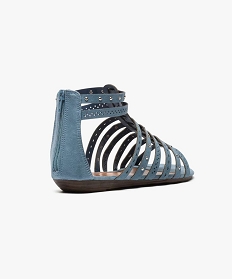 sandales femme spartiates avec clous metalliques et talon zippe bleu sandales plates et nu-pieds2604701_4