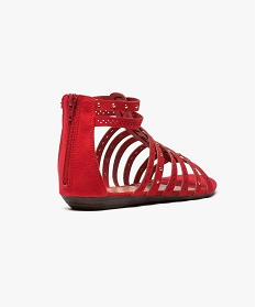 sandales femme spartiates avec clous metalliques et talon zippe rouge sandales plates et nu-pieds2604801_4