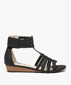 GEMO Sandales femme avec brides tressées et tour de cheville noir standard