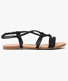 GEMO Sandales plates femme multibrides nouées Noir
