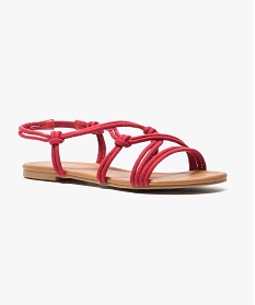 sandales plates femme multibrides nouees rouge sandales plates et nu-pieds2616601_2