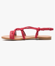 sandales plates femme multibrides nouees rouge sandales plates et nu-pieds2616601_3
