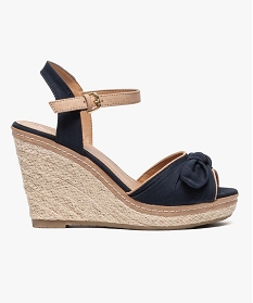 GEMO Sandales femme avec noeud et talon compensé en corde Bleu