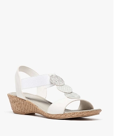 sandales confort femme metallisees a talon compense blanc sandales2622801_2