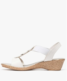 sandales confort femme metallisees a talon compense blanc sandales2622801_3