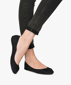 GEMO Ballerines femme unies avec nœud drapé noir standard