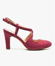 GEMO Escarpins aspect cuir velours avec talon ouvert rouge standard