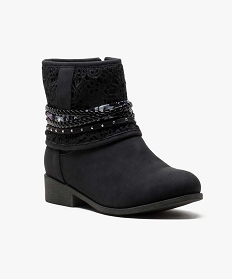 boots avec tige en dentelle avec brides fantaisie noir bottines et boots