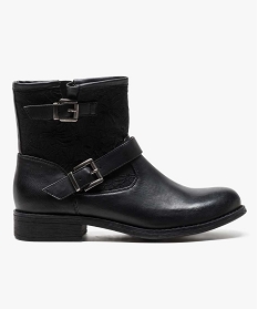 boots bi-matieres avec brides et boucles metalliques noir bottines et boots2652701_1
