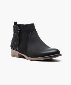 boots mid-cut bi-matieres avec zip decoratif noir bottines et boots2653101_2