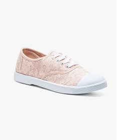 baskets basses a lacets motif dentelle rose baskets et tennis2656201_2