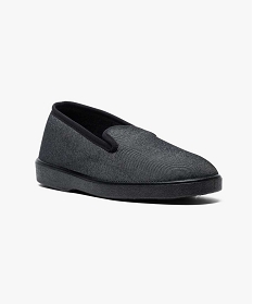 chaussons homme a fines rayures forme charentaises noir2663401_2