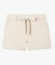 short large en lin avec ceinture a nouer beige shorts2701101_4