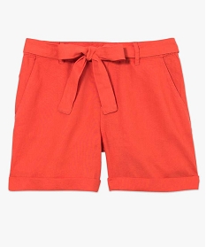 short large en lin avec ceinture a nouer rouge shorts2702201_4