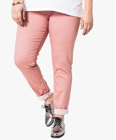 pantalon femme uni a taille elastiquee 2 poches rose pantalons et jeans2711201_1