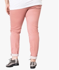 pantalon femme uni a taille elastiquee 2 poches rose pantalons et jeans2711201_3