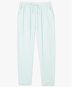 pantalon droit en lin a taille elastiquee vert pantalons et jeans2713501_4