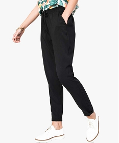 pantalon femme uni en maille fluide et taille elastiquee noir2713701_1