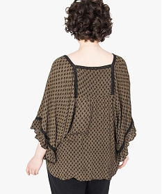 blouse imprimee grande taille a manches chauve souris brun2724401_3