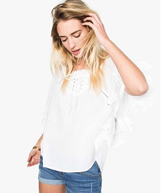 blouse legere manches asymetriques et encolure carree blanc blouses2727501_1