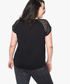 tee-shirt femme a manches courtes avec epaules en dentelle noir tee shirts tops et debardeurs2749401_3