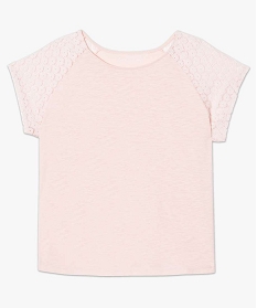 tee-shirt femme a manches courtes avec epaules en dentelle rose2750201_4
