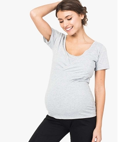 tee-shirt de grossesse effet superpose a manches courtes gris2750601_1