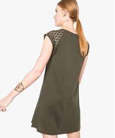 robe tee-shirt femme avec manches courtes en dentelle vert2765401_3