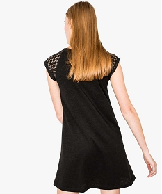 robe tee-shirt femme avec manches courtes en dentelle noir2765601_3