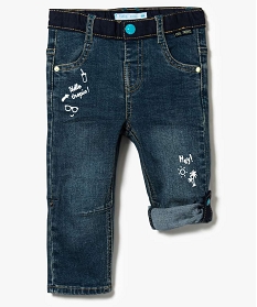 jean transformable en bermuda avec inscriptions sur lavant bleu jeans2768601_1