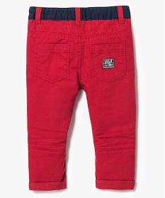 pantalon en toile avec ceinture contrastante - lulu castagnette rouge2769501_2