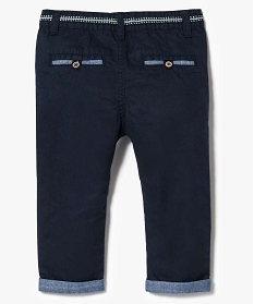 pantalon en toile avec revers contrastants bleu pantalons2770701_2