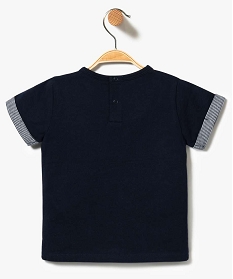 tee-shirt a manches courtes avec col tunisien et inscription sur lavant bleu2781501_2