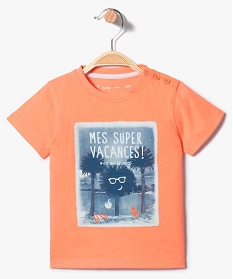 tee-shirt a manches courtes avec motif floque sur lavant orange tee-shirts manches courtes2782601_1
