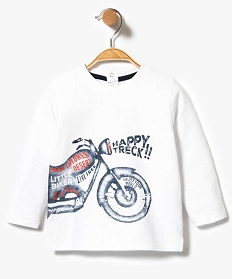 tee-shirt a manches longues motif moto blanc2784901_1