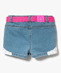 short en jean avec borderies et ceinture coloree lulu castagnette bleu shorts2788401_2