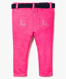 jean slim uni avec ceinture foulard - lulu castagnette rose pantalons2790201_2